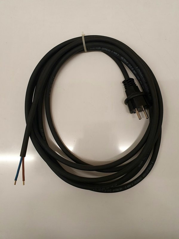 5m Gummi - Anschlussleitung mit Stecker 2 x 1,5mm2