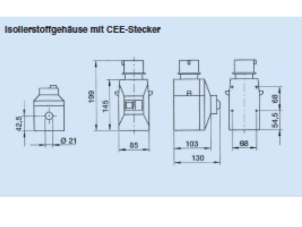 Leer - Gehäuse für Motorschutzschalter 16 A Stecker Phasenwender Tripus IE3 Anbau